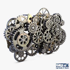 Gear Mechanism Low Poly v 1 3D model